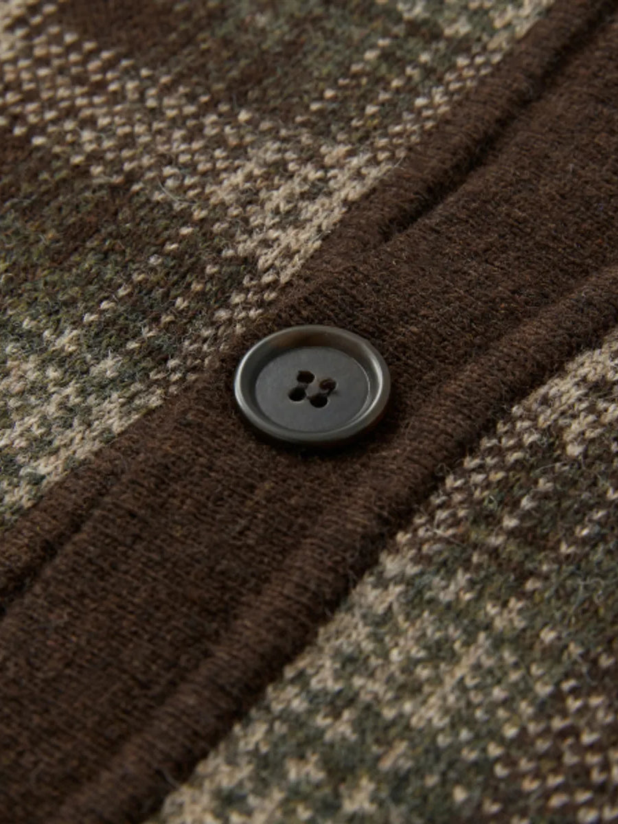 復古風棕色格子Cardigan