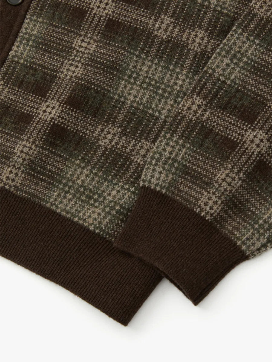 復古風棕色格子Cardigan