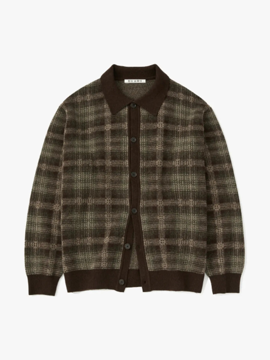 復古風棕色格子Cardigan
