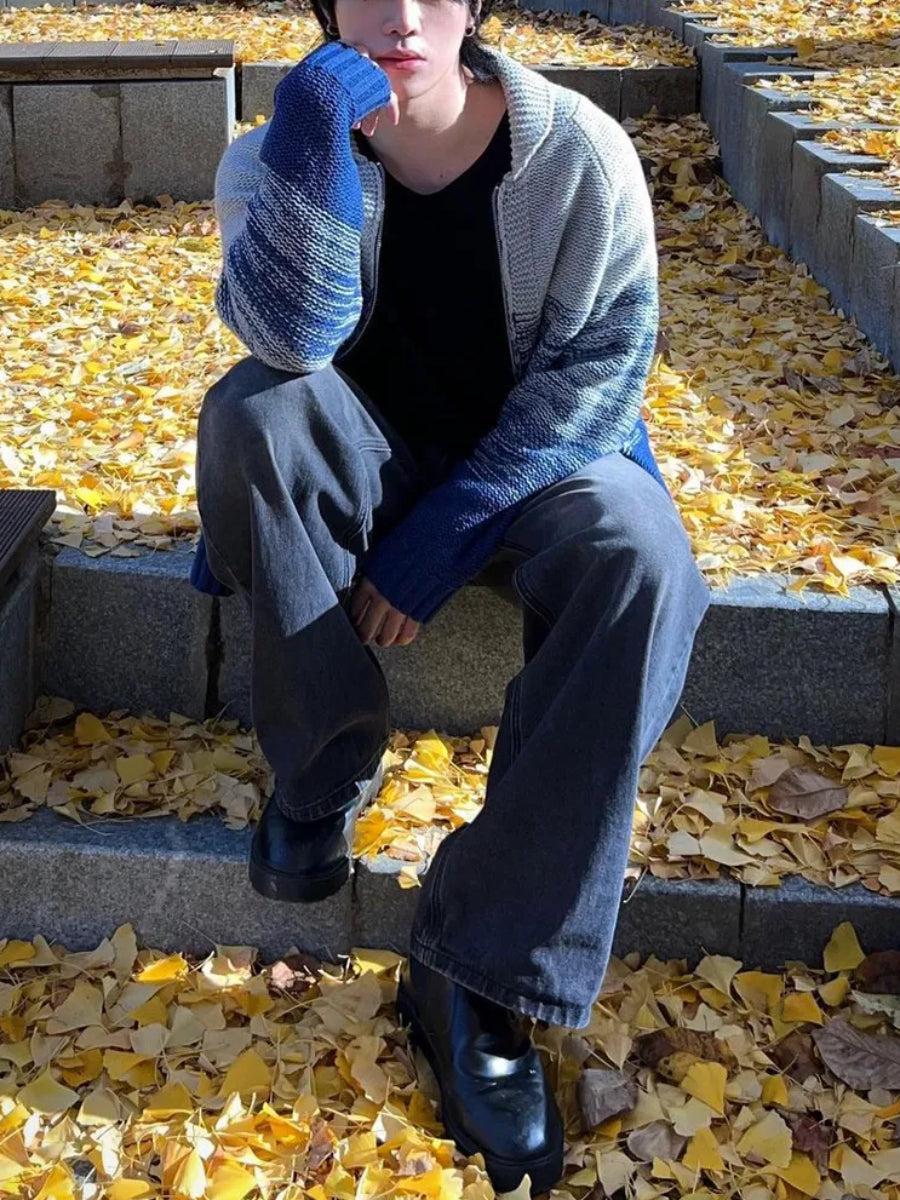 羊毛漸層開胸外套