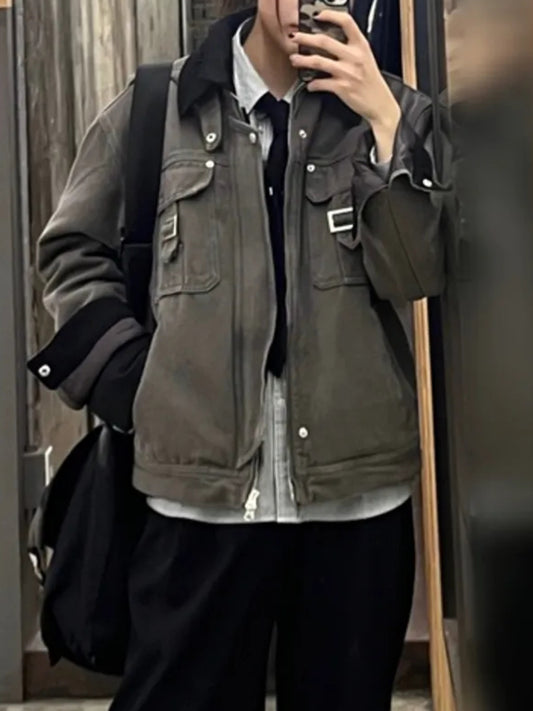石洗鈕扣棉質工作外套